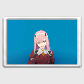 Магнит 45*70 с принтом Darling In The Franxx в Новосибирске, Пластик | Размер: 78*52 мм; Размер печати: 70*45 | 02 | anime | darling in the franxx | hiro | manga | zero two | аниме | ахегао | любимый во франксе | манга | милый во франксе | ноль два | хиро