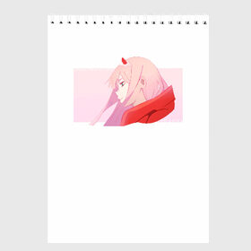 Скетчбук с принтом Darling In The Franxx в Новосибирске, 100% бумага
 | 48 листов, плотность листов — 100 г/м2, плотность картонной обложки — 250 г/м2. Листы скреплены сверху удобной пружинной спиралью | Тематика изображения на принте: 02 | anime | darling in the franxx | hiro | manga | zero two | аниме | ахегао | любимый во франксе | манга | милый во франксе | ноль два | хиро