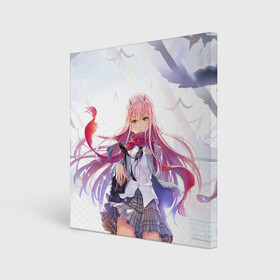 Холст квадратный с принтом Darling In The Franxx в Новосибирске, 100% ПВХ |  | 02 | anime | darling in the franxx | hiro | manga | zero two | аниме | ахегао | любимый во франксе | манга | милый во франксе | ноль два | хиро