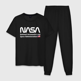 Мужская пижама хлопок с принтом NASA в Новосибирске, 100% хлопок | брюки и футболка прямого кроя, без карманов, на брюках мягкая резинка на поясе и по низу штанин
 | alien | area 51 | nasa | space x | ufo | америка | американский | астронавт | звезды | земля | зона 51 | инопланетянин | космонавт | космос | луна | марс | наса | нло | планета | пришельцы | ракета | роскосмос | созвездие