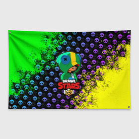 Флаг-баннер с принтом Brawl Stars LEON в Новосибирске, 100% полиэстер | размер 67 х 109 см, плотность ткани — 95 г/м2; по краям флага есть четыре люверса для крепления | brawl | brawl stars | crow | leon | stars | бравл | бравл старс | браво старс | игра | компьютерная | кров | леон | онлайн | старс