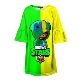 Детское платье 3D с принтом Brawl Stars LEON в Новосибирске, 100% полиэстер | прямой силуэт, чуть расширенный к низу. Круглая горловина, на рукавах — воланы | brawl | brawl stars | crow | leon | stars | бравл | бравл старс | браво старс | игра | компьютерная | кров | леон | онлайн | старс