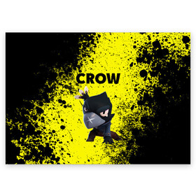 Поздравительная открытка с принтом Brawl Stars CROW в Новосибирске, 100% бумага | плотность бумаги 280 г/м2, матовая, на обратной стороне линовка и место для марки
 | brawl | brawl stars | crow | leon | stars | бравл | бравл старс | браво старс | игра | компьютерная | кров | леон | онлайн | старс