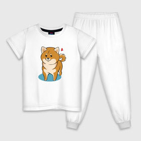 Детская пижама хлопок с принтом Шиба-ину в Новосибирске, 100% хлопок |  брюки и футболка прямого кроя, без карманов, на брюках мягкая резинка на поясе и по низу штанин
 | милашка | пёсик | пушистик | собака | шиба ину | щенок