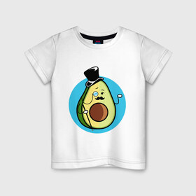 Детская футболка хлопок с принтом Mr. Avocado в Новосибирске, 100% хлопок | круглый вырез горловины, полуприлегающий силуэт, длина до линии бедер | авокадо | еда | сеньор | сноб | усы | фрукты