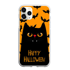 Чехол для iPhone 11 Pro матовый с принтом Happy halloween в Новосибирске, Силикон |  | halloween | horror | вампир | кот | кот вампир | котик | кошка | летучие мыши | мыши | пятница 13 | страшилки | страшно | ужасы | хоррор | хэллоуин