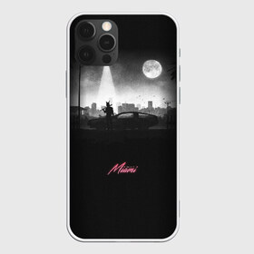 Чехол для iPhone 12 Pro Max с принтом Miami Black в Новосибирске, Силикон |  | hotlinemimai | outrun | retrowave | synth | synthwave | горячая линия | звериная | классика | маска | маями | минимализм | фанат | чб | черно белая