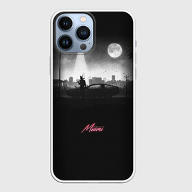 Чехол для iPhone 13 Pro Max с принтом Miami Black в Новосибирске,  |  | hotlinemimai | outrun | retrowave | synth | synthwave | горячая линия | звериная | классика | маска | маями | минимализм | фанат | чб | черно белая