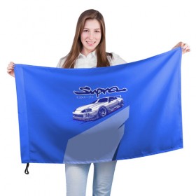 Флаг 3D с принтом Supra в Новосибирске, 100% полиэстер | плотность ткани — 95 г/м2, размер — 67 х 109 см. Принт наносится с одной стороны | drag | drift | japan style | jdm | дрифт