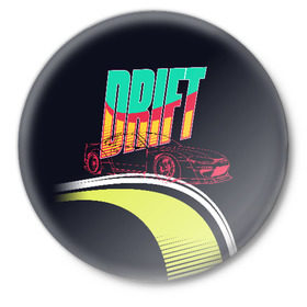 Значок с принтом Drift Style в Новосибирске,  металл | круглая форма, металлическая застежка в виде булавки | bosozoku | bosozoku style | drag | drift | japan style | jdm | босудзоку | босузоку | дрифт