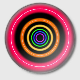 Значок с принтом Neon в Новосибирске,  металл | круглая форма, металлическая застежка в виде булавки | neon | абстрактно | абстрактный | абстракция | кругами | круги | круглая | круглый | круглыми | кружки | крушки | неон | неонка | неоновые | неоновый | светящийся | яркий