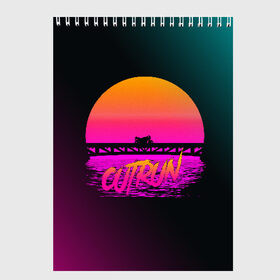 Скетчбук с принтом OUTRUN RETROWAVE в Новосибирске, 100% бумага
 | 48 листов, плотность листов — 100 г/м2, плотность картонной обложки — 250 г/м2. Листы скреплены сверху удобной пружинной спиралью | hotline miami | neon | new retro wave | outrun | outrun electro | retro | retrowave | synth | synthwave | неон | ретро | хотлайн майами