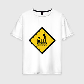 Женская футболка хлопок Oversize с принтом Coding in progress в Новосибирске, 100% хлопок | свободный крой, круглый ворот, спущенный рукав, длина до линии бедер
 | админ | айтишник | ит | кодер | программист | психанул | сисадмин