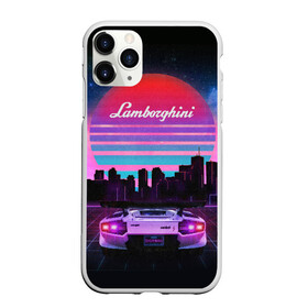 Чехол для iPhone 11 Pro матовый с принтом Lamborghini overdrive в Новосибирске, Силикон |  | Тематика изображения на принте: 80х | 90х | hotlinemimai | outrun | retrowave | synth | synthwave | гонки | дискотека | драйв | ламборгини | ламборджини | неоновые | ретро | светящиеся | скорость