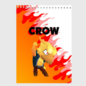 Скетчбук с принтом BRAWL STARS CROW PHOENIX в Новосибирске, 100% бумага
 | 48 листов, плотность листов — 100 г/м2, плотность картонной обложки — 250 г/м2. Листы скреплены сверху удобной пружинной спиралью | android | brawl stars | colt | crow | games | leon | penny | poco. | shelly | spike | wanted | брав | бравл старс | звезды | игры | мобильные игры | старс