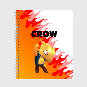 Тетрадь с принтом BRAWL STARS CROW PHOENIX в Новосибирске, 100% бумага | 48 листов, плотность листов — 60 г/м2, плотность картонной обложки — 250 г/м2. Листы скреплены сбоку удобной пружинной спиралью. Уголки страниц и обложки скругленные. Цвет линий — светло-серый
 | Тематика изображения на принте: android | brawl stars | colt | crow | games | leon | penny | poco. | shelly | spike | wanted | брав | бравл старс | звезды | игры | мобильные игры | старс