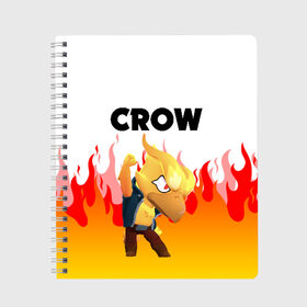 Тетрадь с принтом BRAWL STARS CROW PHOENIX в Новосибирске, 100% бумага | 48 листов, плотность листов — 60 г/м2, плотность картонной обложки — 250 г/м2. Листы скреплены сбоку удобной пружинной спиралью. Уголки страниц и обложки скругленные. Цвет линий — светло-серый
 | Тематика изображения на принте: android | brawl stars | colt | crow | games | leon | penny | poco. | shelly | spike | wanted | брав | бравл старс | звезды | игры | мобильные игры | старс