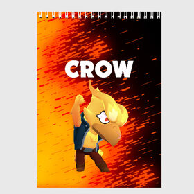 Скетчбук с принтом BRAWL STARS CROW PHOENIX в Новосибирске, 100% бумага
 | 48 листов, плотность листов — 100 г/м2, плотность картонной обложки — 250 г/м2. Листы скреплены сверху удобной пружинной спиралью | android | brawl stars | colt | crow | games | leon | penny | poco. | shelly | spike | wanted | брав | бравл старс | звезды | игры | мобильные игры | старс