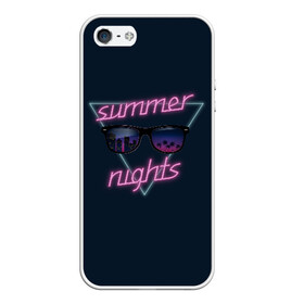 Чехол для iPhone 5/5S матовый с принтом Summer Nights в Новосибирске, Силикон | Область печати: задняя сторона чехла, без боковых панелей | 80 | cyber | game | hotline | hotlinemiami | maiami | music | nights | outrun | retro | retrowave | summer | synth | synthwave | игра | кибер | лето | ночь | ретро