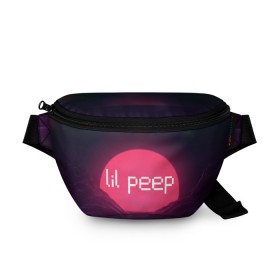 Поясная сумка 3D с принтом lil peep(Logo) в Новосибирске, 100% полиэстер | плотная ткань, ремень с регулируемой длиной, внутри несколько карманов для мелочей, основное отделение и карман с обратной стороны сумки застегиваются на молнию | cry baby | lil peep | logo | rap | заход солнца | знаменитости. эмо | известный исполнитель | неон | пип | редактируемое лого | реп | розоватый оттенок | рок | рэп | яркий фон