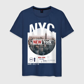 Мужская футболка хлопок с принтом New York City в Новосибирске, 100% хлопок | прямой крой, круглый вырез горловины, длина до линии бедер, слегка спущенное плечо. | new york | usa | америка | города | нью йорк | страны | сша | туризм | туристические