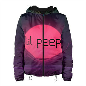 Женская куртка 3D с принтом lil peep(Black Logo) в Новосибирске, ткань верха — 100% полиэстер, подклад — флис | прямой крой, подол и капюшон оформлены резинкой с фиксаторами, два кармана без застежек по бокам, один большой потайной карман на груди. Карман на груди застегивается на липучку | cry baby | lil peep | logo | rap | заход солнца | знаменитости. эмо | известный исполнитель | неон | пип | редактируемое лого | реп | розоватый оттенок | рок | рэп | яркий фон