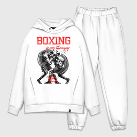 Мужской костюм хлопок OVERSIZE с принтом Boxing is my therapy в Новосибирске,  |  | Тематика изображения на принте: boxing | mike tyson | my therapy | бокс | майк тайсон