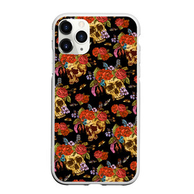 Чехол для iPhone 11 Pro Max матовый с принтом Skulls and Roses в Новосибирске, Силикон |  | flowers | halloween | rose | skull | tattoo | жуки | насекомые | роза | тату | татуировка | хеллоуин | хэллоуин | цветок | цветы | череп