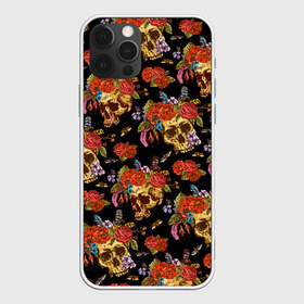 Чехол для iPhone 12 Pro Max с принтом Skulls and Roses в Новосибирске, Силикон |  | flowers | halloween | rose | skull | tattoo | жуки | насекомые | роза | тату | татуировка | хеллоуин | хэллоуин | цветок | цветы | череп