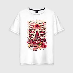 Женская футболка хлопок Oversize с принтом Anatomy park в Новосибирске, 100% хлопок | свободный крой, круглый ворот, спущенный рукав, длина до линии бедер
 | anatomy park | vdgerir | скелет