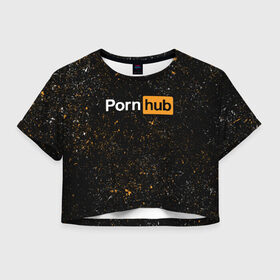 Женская футболка Cropp-top с принтом PornHub в Новосибирске, 100% полиэстер | круглая горловина, длина футболки до линии талии, рукава с отворотами | hub | хаб