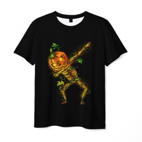 Мужская футболка 3D с принтом Dabbing Pumpkin в Новосибирске, 100% полиэфир | прямой крой, круглый вырез горловины, длина до линии бедер | Тематика изображения на принте: 19 | 2019 | cat | ghost | halloween | ведьма | динозавр | кости | кошка | ночь | паук | приведение | призрак | скелет | тыква | тьма | ужас | хелловин | хеллоувин | хэллоуин | череп