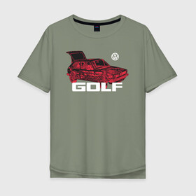 Мужская футболка хлопок Oversize с принтом Golf  в Новосибирске, 100% хлопок | свободный крой, круглый ворот, “спинка” длиннее передней части | golf | golf gti | volkswagen | вольксваген | фолькс ваген | фольксваген