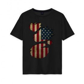 Женская футболка хлопок Oversize с принтом USA inside в Новосибирске, 100% хлопок | свободный крой, круглый ворот, спущенный рукав, длина до линии бедер
 | amerika | fbi | nasa | russia | usa | америка | америки | внтури | россия | соединенные | страна | сша | флаг | штаты