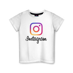 Детская футболка хлопок с принтом Instagram в Новосибирске, 100% хлопок | круглый вырез горловины, полуприлегающий силуэт, длина до линии бедер | application | instagram | инстаграм | приложение
