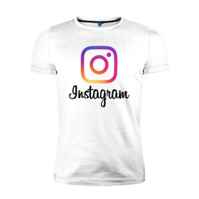 Мужская футболка премиум с принтом Instagram в Новосибирске, 92% хлопок, 8% лайкра | приталенный силуэт, круглый вырез ворота, длина до линии бедра, короткий рукав | application | instagram | инстаграм | приложение