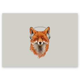 Поздравительная открытка с принтом Лиса в наушниках в Новосибирске, 100% бумага | плотность бумаги 280 г/м2, матовая, на обратной стороне линовка и место для марки
 | 20 | 2020 | 2k20 | 2к20 | animal | animals | forest | fox | headphones | music | new year | redhead | smile | животное | животные | зима | лес | лис | лиса | лисица | музыка | наушники | новый год | рыжая | смайл | улыбка | фыр