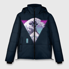 Мужская зимняя куртка 3D с принтом Великая Ретро Волна в Новосибирске, верх — 100% полиэстер; подкладка — 100% полиэстер; утеплитель — 100% полиэстер | длина ниже бедра, свободный силуэт Оверсайз. Есть воротник-стойка, отстегивающийся капюшон и ветрозащитная планка. 

Боковые карманы с листочкой на кнопках и внутренний карман на молнии. | Тематика изображения на принте: 80 | cyber | game | hotline | hotlinemiami | maiami | music | outrun | retro | retrowave | synth | synthwave | волна | игра | кибер | ретро