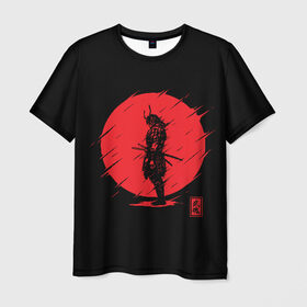 Мужская футболка 3D с принтом Samurai в Новосибирске, 100% полиэфир | прямой крой, круглый вырез горловины, длина до линии бедер | Тематика изображения на принте: ahegao | anime | blood | japan | samurai | senpai | warior | аниме | ахегао | воин | катана | кровавая | кровавый | кровь | луна | самураи | самурай | семпай | сенпай | солнце | япония