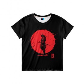Детская футболка 3D с принтом Samurai в Новосибирске, 100% гипоаллергенный полиэфир | прямой крой, круглый вырез горловины, длина до линии бедер, чуть спущенное плечо, ткань немного тянется | ahegao | anime | blood | japan | samurai | senpai | warior | аниме | ахегао | воин | катана | кровавая | кровавый | кровь | луна | самураи | самурай | семпай | сенпай | солнце | япония