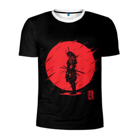 Мужская футболка 3D спортивная с принтом Samurai в Новосибирске, 100% полиэстер с улучшенными характеристиками | приталенный силуэт, круглая горловина, широкие плечи, сужается к линии бедра | ahegao | anime | blood | japan | samurai | senpai | warior | аниме | ахегао | воин | катана | кровавая | кровавый | кровь | луна | самураи | самурай | семпай | сенпай | солнце | япония