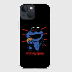 Чехол для iPhone 13 mini с принтом Come with me if you want в Новосибирске,  |  | cookie | cookiemonster | delicious | eat | monster | yummy | еда | коржик | куки | кукимонстр | монстр | печенье | сладости | улица | улицасезам
