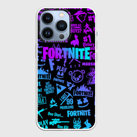 Чехол для iPhone 13 Pro с принтом FORTNITE x MARSHMELLO NEON | НЕОН в Новосибирске,  |  | fortnite | fortnite x | marshmello | маршмелло | фортнайт