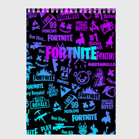 Скетчбук с принтом FORTNITE x MARSHMELLO в Новосибирске, 100% бумага
 | 48 листов, плотность листов — 100 г/м2, плотность картонной обложки — 250 г/м2. Листы скреплены сверху удобной пружинной спиралью | fortnite | fortnite x | marshmello | маршмелло | фортнайт