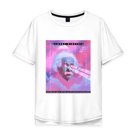 Мужская футболка хлопок Oversize с принтом Albert Einstein glitch art в Новосибирске, 100% хлопок | свободный крой, круглый ворот, “спинка” длиннее передней части | Тематика изображения на принте: art | digital | glitch | retro | retrowave | synthwave | vaporwave | арт | глитч | глюк | искажение | искусство | ошибка | ретровейв | синтвейв | цифровое | цифровой