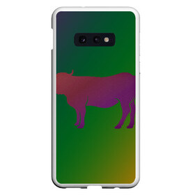 Чехол для Samsung S10E с принтом Корова(трехцветный градиент) в Новосибирске, Силикон | Область печати: задняя сторона чехла, без боковых панелей | Тематика изображения на принте: animals | животные | звери | корова | коровка | коровы | мягкий цвет | прикольная картинка | простая картинка