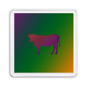 Магнит 55*55 с принтом Корова(трехцветный градиент) в Новосибирске, Пластик | Размер: 65*65 мм; Размер печати: 55*55 мм | animals | животные | звери | корова | коровка | коровы | мягкий цвет | прикольная картинка | простая картинка
