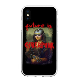 Чехол для iPhone XS Max матовый с принтом Cyberpunk Mona Lisa в Новосибирске, Силикон | Область печати: задняя сторона чехла, без боковых панелей | Тематика изображения на принте: 2077 | cyberpunk | cyberpunk 2077 | game | keanu reeves | lisa | mona | samurai | игра | искуство | картина | киану ривз | кибер | киберпанк | киборг | лиза | мона | робот | самураи