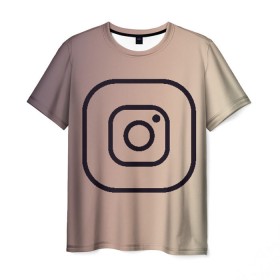 Мужская футболка 3D с принтом instagram(simple logo) в Новосибирске, 100% полиэфир | прямой крой, круглый вырез горловины, длина до линии бедер | instagram | logo | инстаграм | лого | мягкие цвета | приложение | простая картинка | фотоаппарат | черная картинка | черный | черный значок | черный цвет