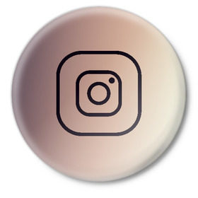 Значок с принтом instagram(simple logo) в Новосибирске,  металл | круглая форма, металлическая застежка в виде булавки | instagram | logo | инстаграм | лого | мягкие цвета | приложение | простая картинка | фотоаппарат | черная картинка | черный | черный значок | черный цвет
